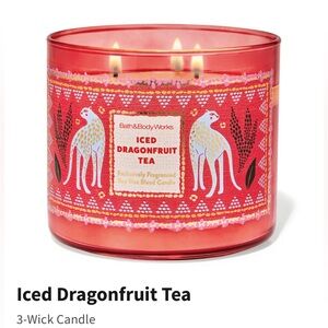 NIB Bath & Body Works Iced Dragonfruit Tea 3-Wick Candle w Decorative Metal Lid.